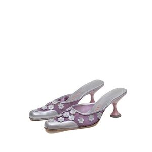 RARE Miu Miu SS1999 Purple Mesh/Silver Leather Kitten Heels – Size EU 36